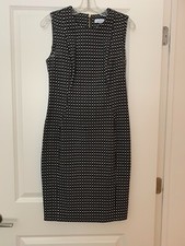 Calvin Klein Flattering Work Dress in Black and White Geometric Print