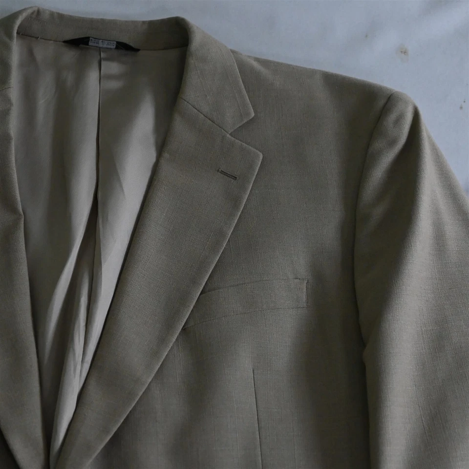 Blazer Traje Chaqueta Abrigo Deportivo De Colección Stafford 50L Beige Tostado Marrón Lino Foto 2 de 4