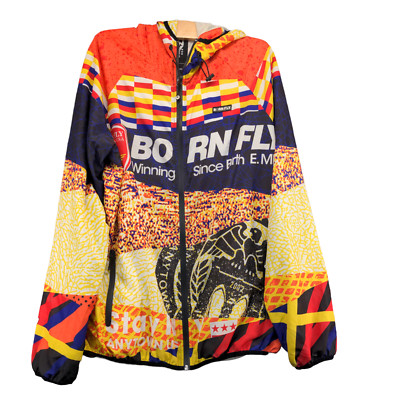 Born Fly Men's Hoodie Multi Large Full Zip Long Sleeve Pockets Comfort Fleece
