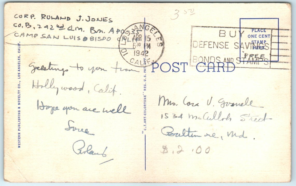 Postcard Residence Of Bring Crosby, North Hollywood Los Angeles