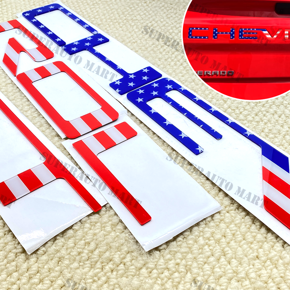 US Flag Tailgate Letters 2019-2025 For Chevro let Silverado 1500 2500hd 3500hd