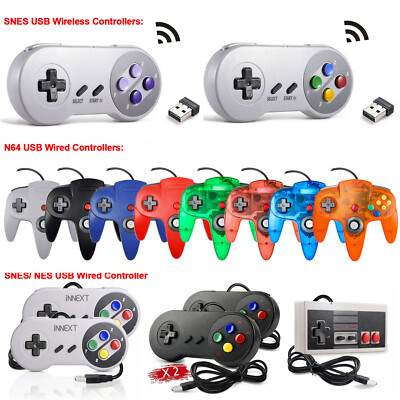 USB N64 Controller Wired/ Wireless SNES NES Joypad For Win PC MAC Raspberry Pi