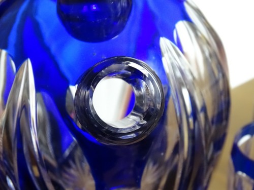 SAINT LOUIS ANCIEN SERVICE A LIQUEUR CRISTAL DOUBLER COLORER BLEU BEAUFORT 1930 - Picture 9 of 13