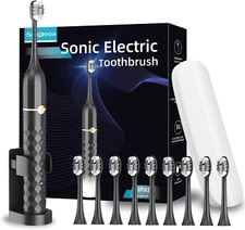 Electric Toothbrush Set, Equipped with 10 Brush Heads and Travel case, IPX8 Wate