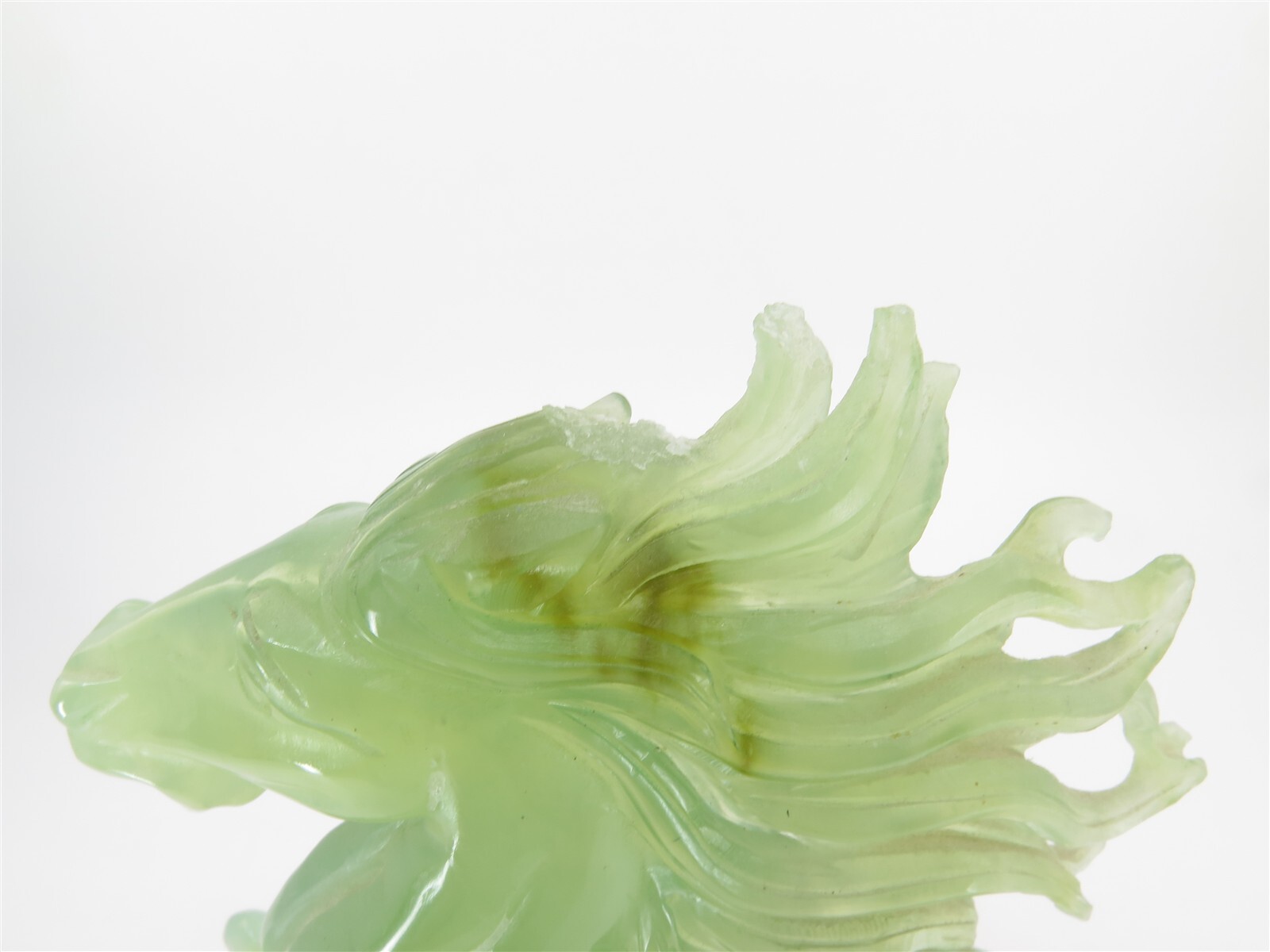 Chinese Translucent Xiu Jade Horse atop Stone Carved Base 9.25" Tall x 6.25"