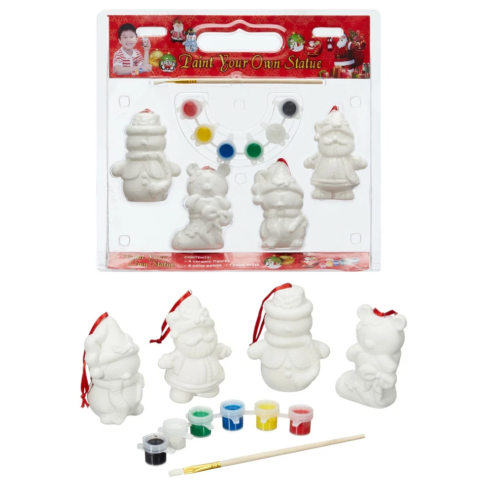 Malset Weihnachtsfiguren Keramik Bemalen Weihnachtsmann Pinsel 11.tlg Set DIY