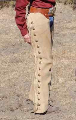Exclusive Basket Weave-Tooling Versatility Leather Chaps with Buckle Closure