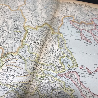 Reference Ancient Greece Northern 1920's Vintage Map Folded Wall Art