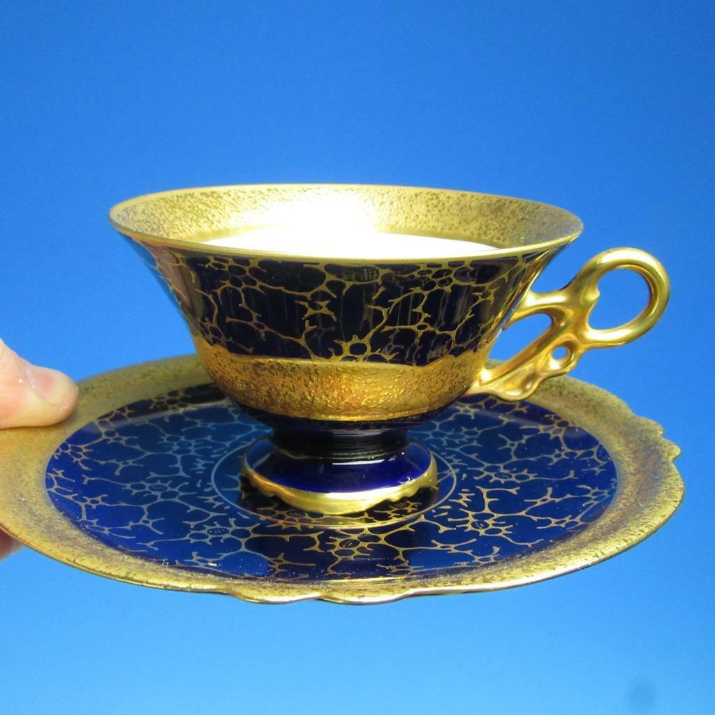 Menau Echt Kobalt China - Cobalt Blue Gold - Cup, Saucer, Dessert Plate Tea Trio
