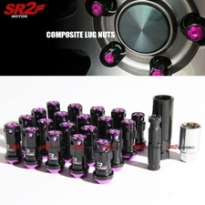 M12 X 1.25 Mm Black Purple Composite Close End Acorn Steel Wheel Lug Nuts 20pc M12 X 1.25 Mm Black Purple Composite Close End Acorn Steel Wheel Lug Nuts 20pc