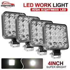4Pcs 48W LED Work Light Truck OffRoad Tractor Flood Lights 12V Square 3.3 Inch