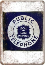 Public Telephone Porcelain Look Reproduction Metal Sign U129