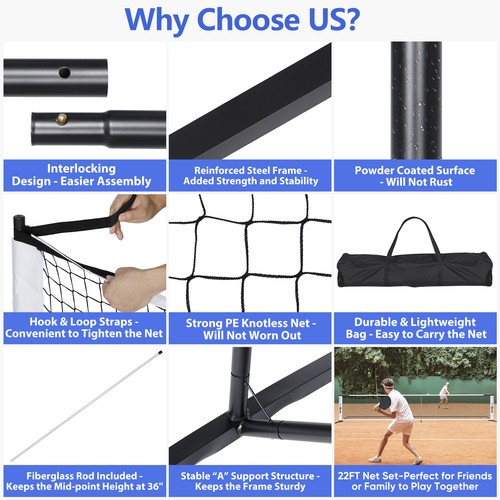 Portable Pickleball Net Outdoor Includes Metal Frame and Carry Bag Classic  - Bild 4 von 19