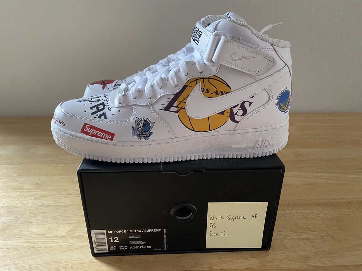 2018 Nike Air Force 1 Mid '07 Supreme NBA White SS18 AQ8017 2018 Nike Air Force 1 Mid '07 Supreme NBA White SS18 AQ8017