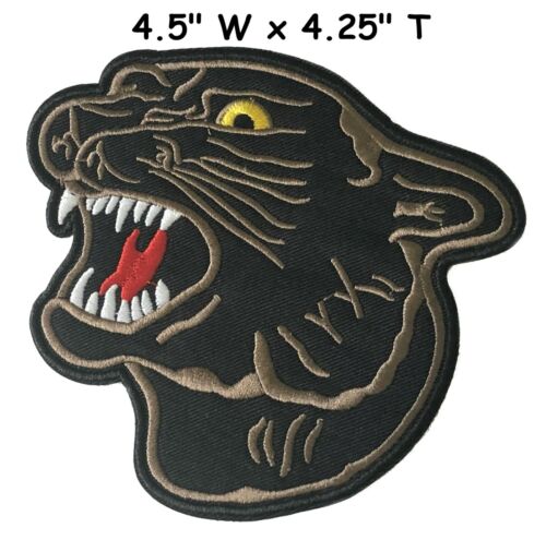 Black Panther Cat Patch Embroidered Iron-On Applique Big Cats Roaring Souvenir - Picture 1 of 12