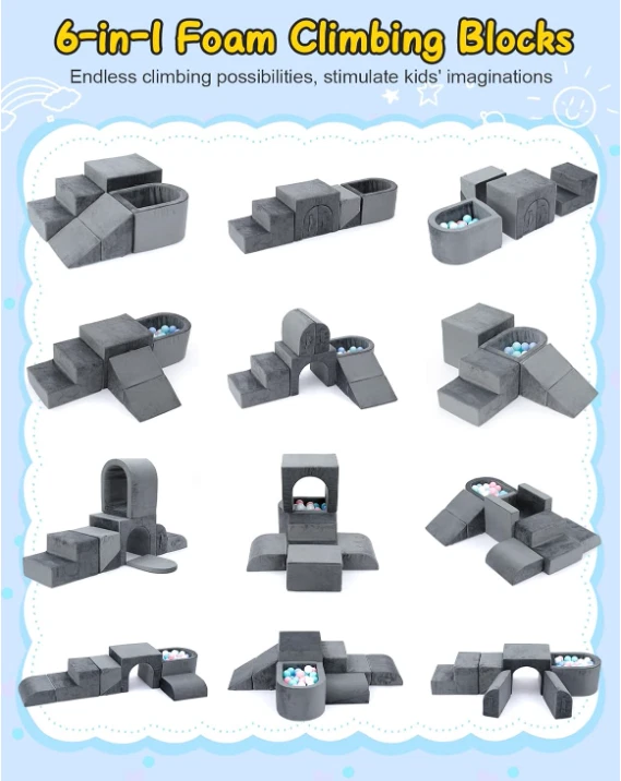 Set de 6 bloques de espuma con túnel y piscina para bebés de 1 a 3 años - Image 4 of 4