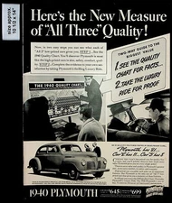 1940 Plymouth Car Dealer Coupes Sedans Quality Chart Vintage Print Ad 36078