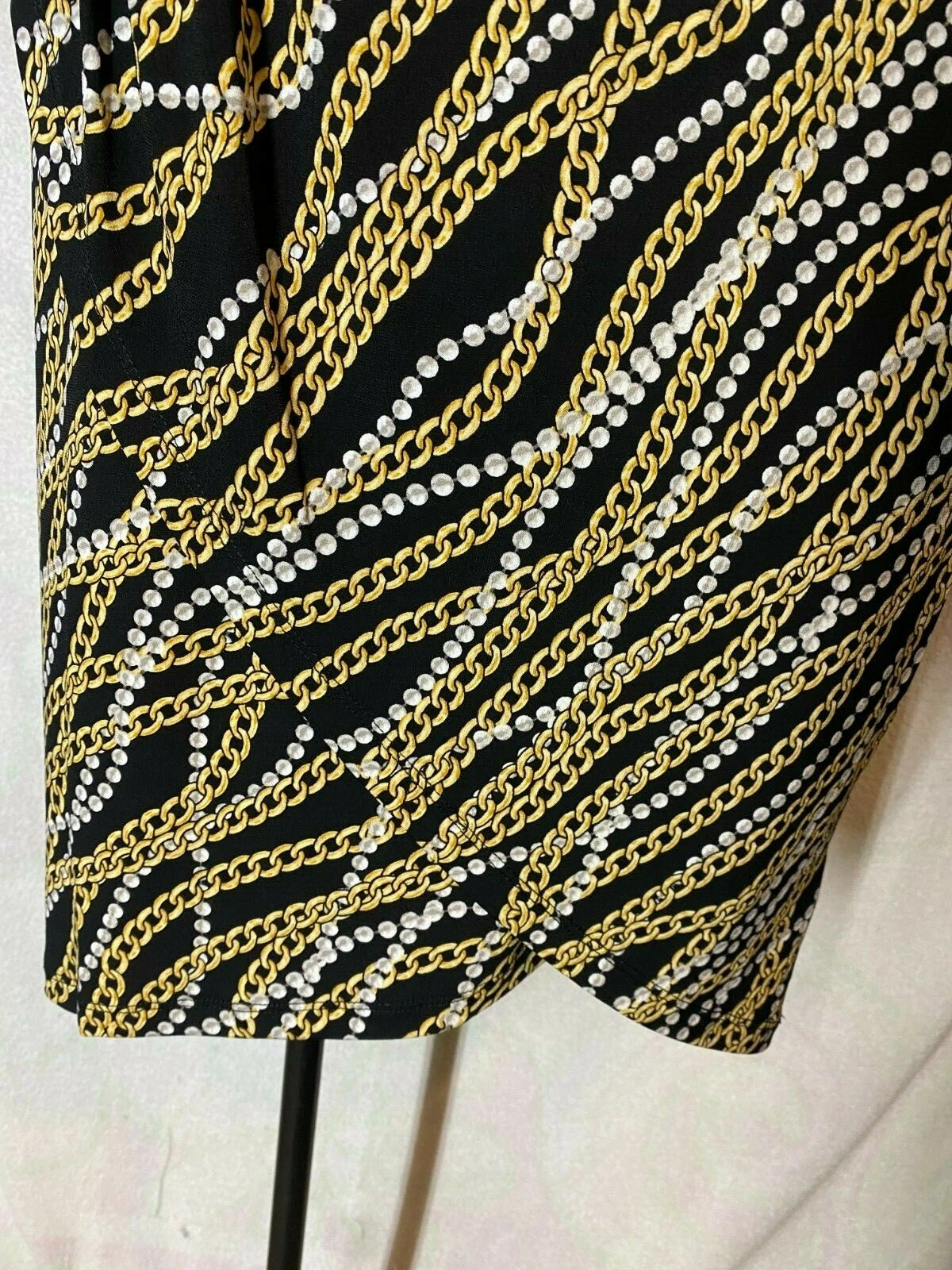 Abito donna Michael Kors piccolo nero bianco perla catena dorata nuovo con etichetta elasticizzato