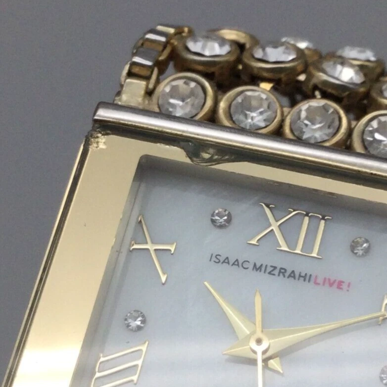 Reloj Isaac Mizrahi Live Mujer 25mm Tono Dorado Brillante Cuadrado Batería Nueva 7" Foto 3 de 4