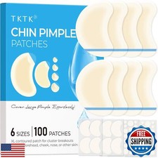TKTK Chin Pimple Patches 100 Count 6 Sizes , XL Contoured Hydrocolloid Chin