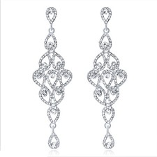 Drops Clear Austrian Rhinestone Chandelier Dangle Earrings Prom Pageant Wed E37