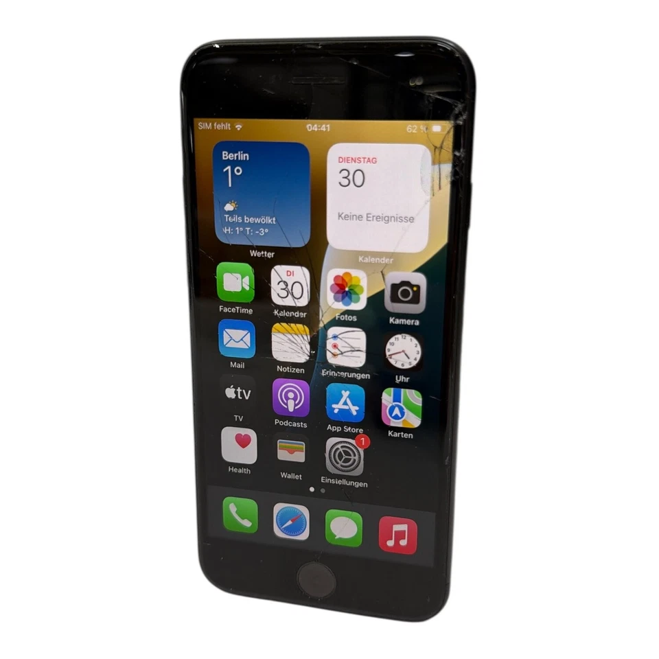 Glasbruch! Apple iPhone SE (2nd Gen) 2020 64GB (Aku 75% Service) - Bild 1 von 3