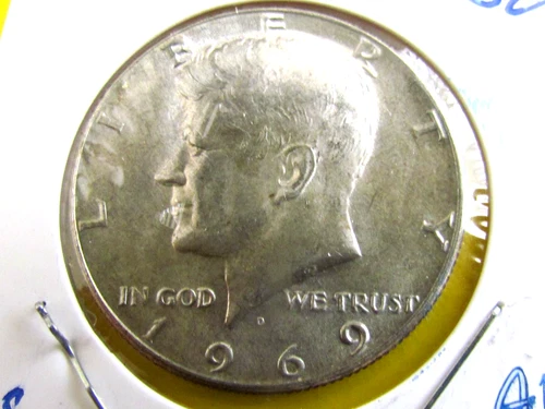 1969 D Kennedy Half Dollar, 40% Silver, Cieculated AU  #wd2