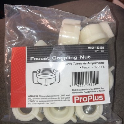 10 pk Proplus 153190 1.13 in. Plastic Faucet Coupling Nut 