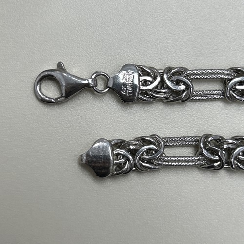 Vintage .925 Solid Sterling Silver Byzantine Link Chain Necklace 11mm 16” 20.8g - Picture 3 of 5