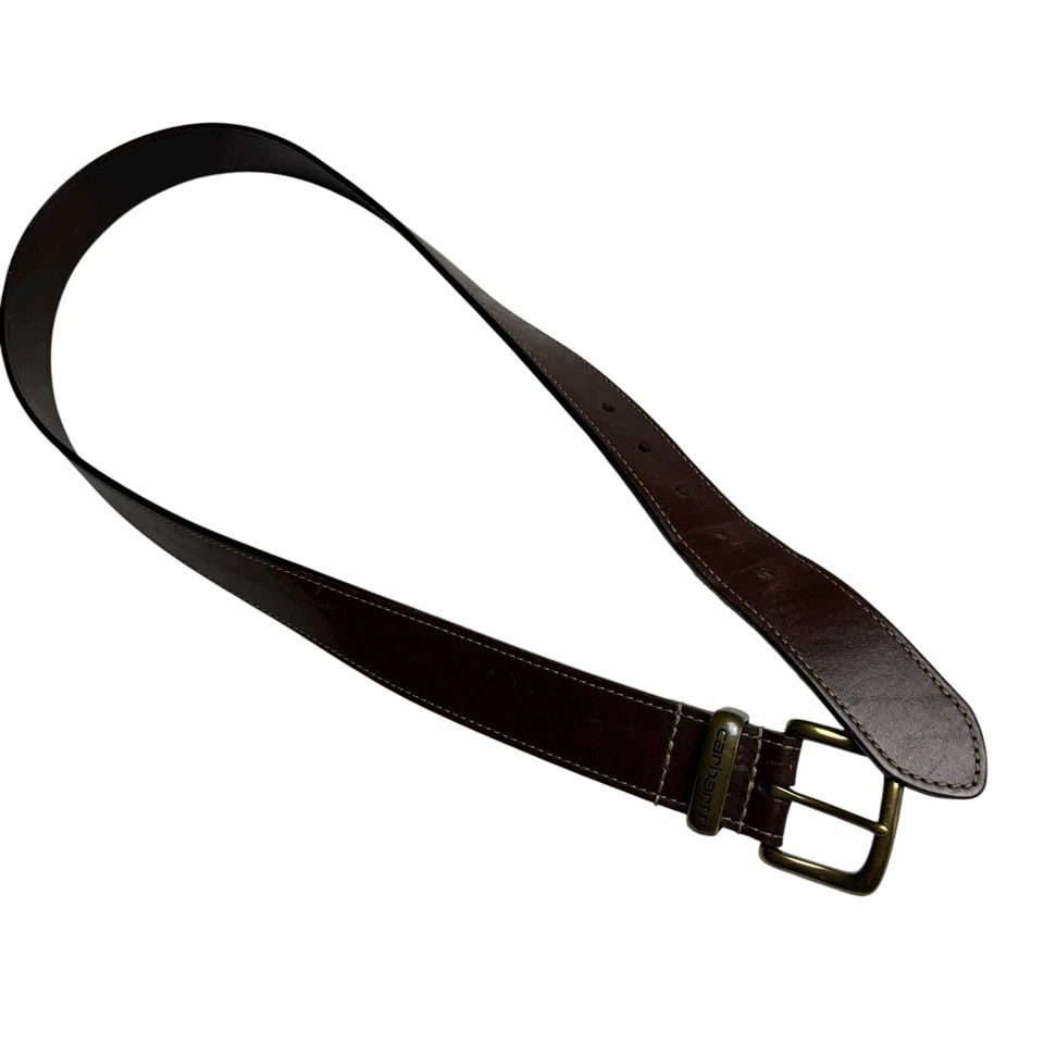 Cinturón de cuero Carhartt para hombre talla 40 marrón cuero genuino hebilla dorada trabajo informal Foto 3 de 4