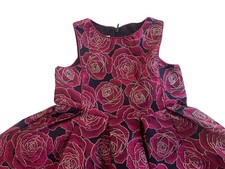 Pippa  Julie Dress Girls 4 Black Pink Rose Floral Metallic Jacquard Party Tulle