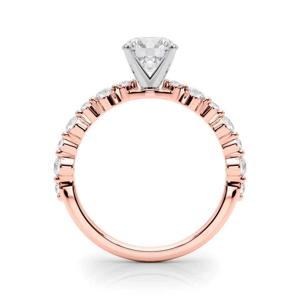 14k Gold Diamond Ring For Wedding Lab Grown Round 1.2 Carat IGI Certified Rose - Image 4 of 4