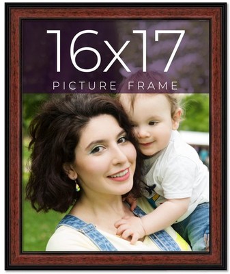 16x17 Frame Executive Brown Round Mahogany Finish Solid Wood Picture Frame | 1.2