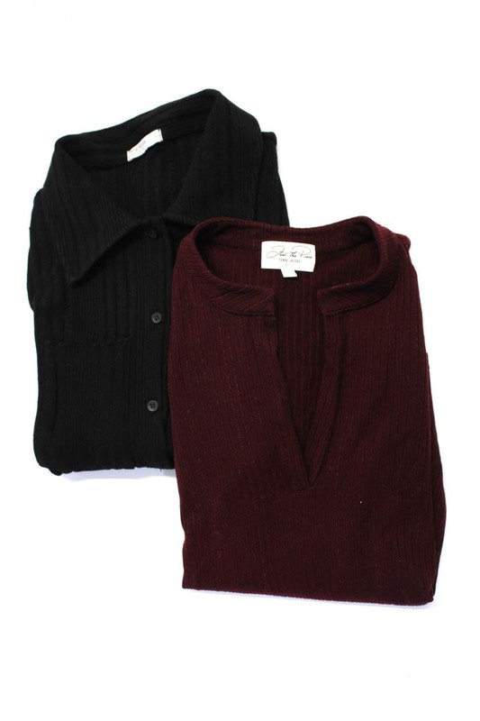 Stateside Feel The Piece Womens Button Down Shirts Black Red Size L XS Lot 2