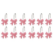 12PCS Pink Bow Knot Rustproof Metal Bathroom Shower Curtain Hooks Rings