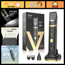 Men's Groin  Body Hair Trimmer - Electric Shaver for Pubic, Chest, Legs - Water