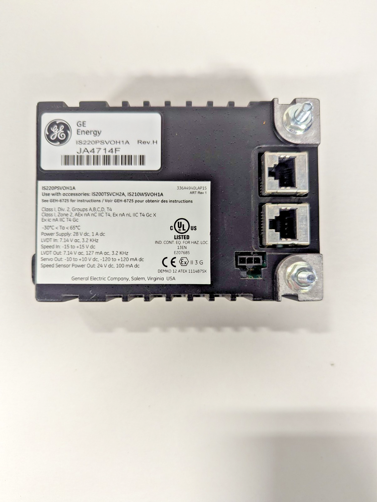 IS220PSVOH1A General Electric Servo Control Module, Rev. H Mark VIe ...