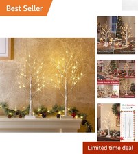 Versatile 2FT Warm White LED Birch Tree - Perfect for -Round Festivities