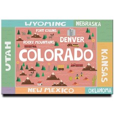 Colorado map Fridge Magnet Denver Poster Trav...