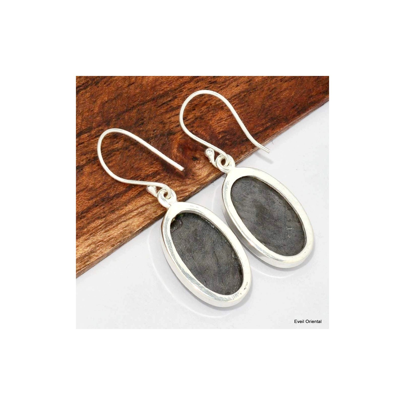 Boucles d'oreilles Hypersthène KC117, bijoux de créateur en pierres naturelles