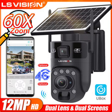 6K 12MP 4G SIM Solar Security Camera 60X ZOOM Dual Lens 360° View Outdoor WiFi I