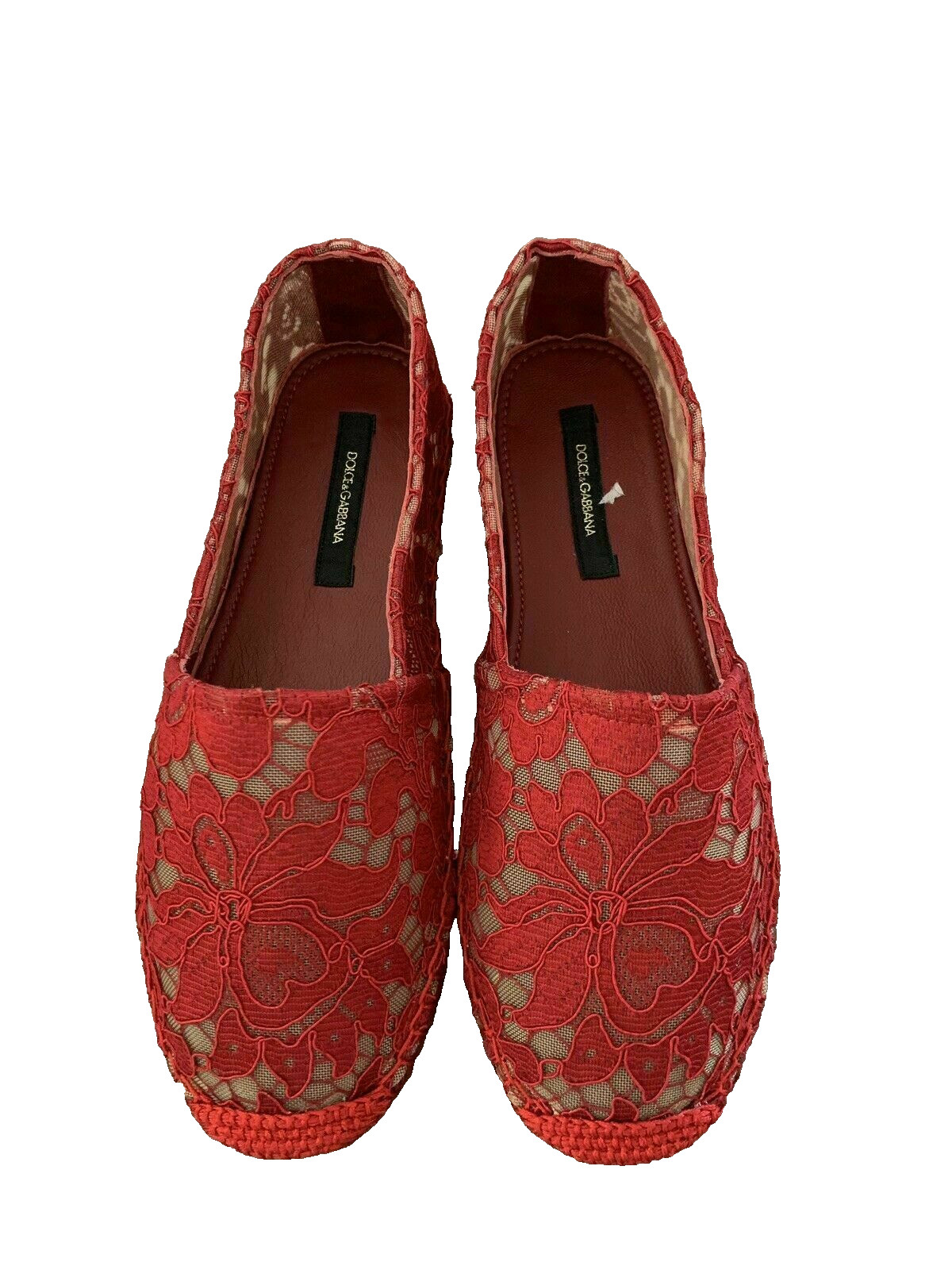 Dolce Gabbana Embellished Spitze Espadrillas Lace Shoes Mule Sandal Shoes 35