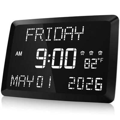 Digital Clock, 11.5'' Large Display Calendar Clock with Day and Date, Indoor T...