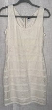 Guess Size 6 Cream Sleeveless Scoop Neck Lace Crochet Boho Dress Beach