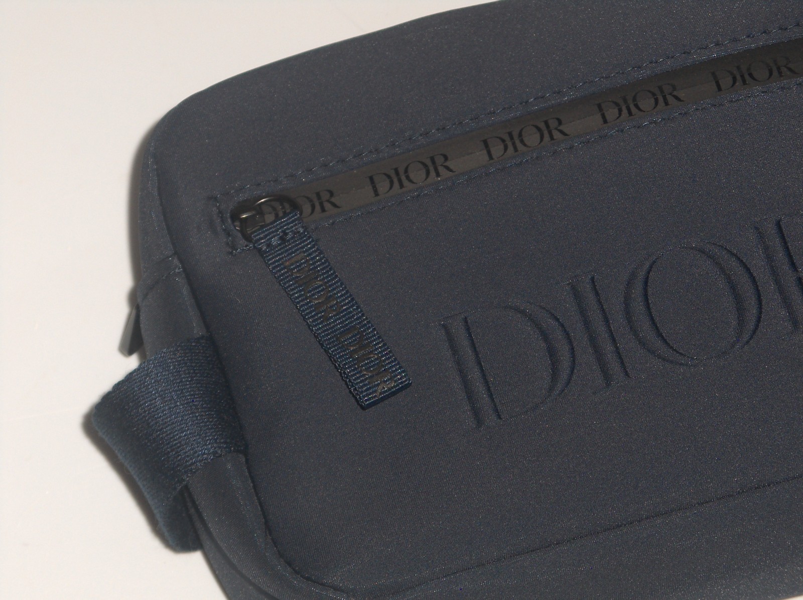 DIOR FRAGRANCES Men's Unisex Zip Toiletry Shave Travel Kit Pouch Bag, NAVY BLUE