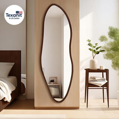 Irregular Full Length Mirror, 65''X22'' Wooden Farmhouse Full Body Mirror, Large A