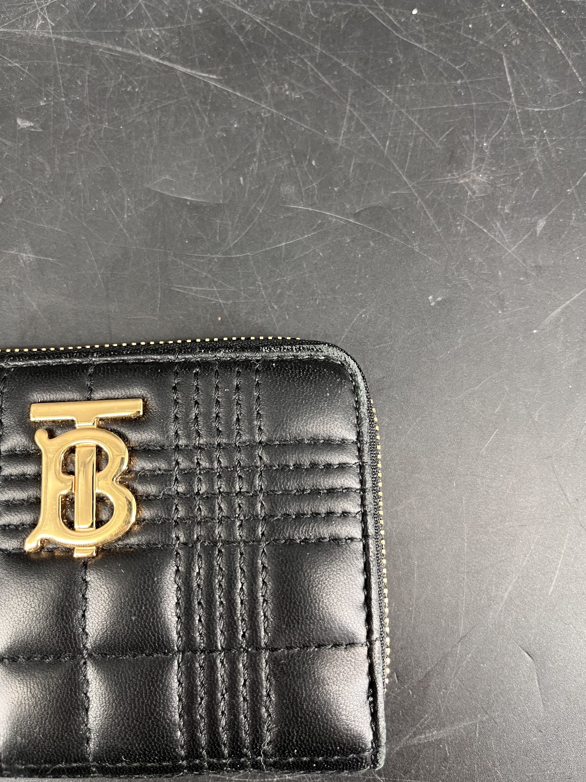 Burberry Lola Zip Around Wallet Black Quilted Leather TB Monogram Box Dust Bag image 4