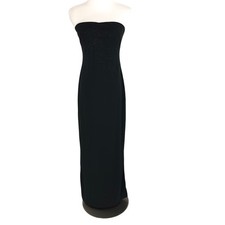 Evening Column Dress Strapless Sequin Trim Black Sz 3/4 Black NWOT D.J. Summers