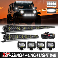 52 1200w Led Light Bar 22 4 Pods Combo Kit For Jeep Wrangler Jk Tj Cj Jl 52 1200w Led Light Bar 22 4 Pods Combo Kit For Jeep Wrangler Jk Tj Cj Jl