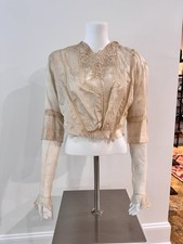 Authentic Antique Edwardian Silk Bodice Lace Blouse Early 1900s Wearable Top